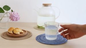 Round Placemats Heat-Resistant Ramie Anti-Slip Washable Dining Table Cup Coasters Tea Cup Coffee Mat