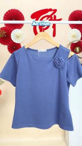 Áo kiểu trung niên thanh lịch chất liệu thun Cotton tạo cảm giác thoải mái tự nhiên AN4L0860 Thời trang Thiều Hoa