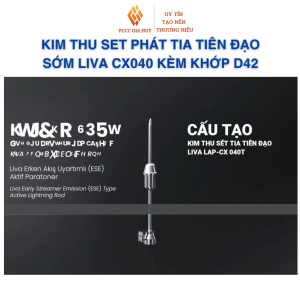 Kim thu sét phát tia tiên đạo sớm LIVA LAP-CX040Tbán kính bảo vệ 62mkèm khớp D42 chính hãng Thổ Nhĩ Kỳ dùng trong PCCC