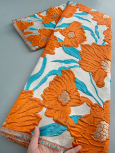 Vải Ren Brocade Nigeria Cao Cấp 5 Thước Dệt Jacquard Châu Phi Mạ Vàng Dành Cho Đầm Dự Tiệc Kiểu Pháp Của Nữ Chất Liệu Nylon/lycra Thoáng Khí