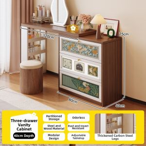 MEISD | Vintage Extendable Steel Wooden Dressing Table with Drawer