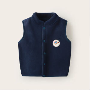 Kids Keep Warm Outerwear Polar Fleece Waistcoat Spring and Autumn Baby Autumn and Winter Cardigan Vest Boys Girl Fleece-lined Waistcoat