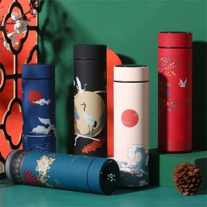 Chinese Style Smart Temperature Display Vacuum Flask Portable Thermos Bottle Coffee Tea Mug Water Bottle With Filter Thermos Cup