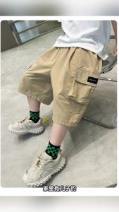Summer New Teen Boys Cargo Shorts Solid Color Thin Big Pocket Loose Fit Five-Point Pants For 4-14 Years Kids Casual Trousers