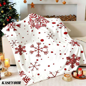 Beast Kingdom | Red Snowflakes Winter Summer Flannel Blanket Throw Fleece Soft Fuzzy Plush Cozy Fleece Blankets for Sofa Ideal Gifts