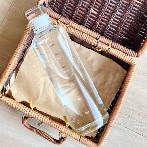 Large Capacity Transparent Glass Cup with Scale for Cold Brew Tea Beverage Drinks Ins High Aesthetic Portable Water Bottle