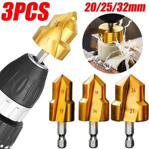 3PCS Titanium Coated Metal Steel PPR Lifting Drill Bit  Hexagon Shank PVC Pipe Repair Drilling 20/25/32mm Water Pipe Connection Tool Home Hardware Accessories