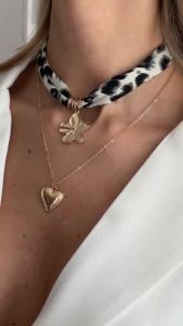 Salircon 2 Pcs/Set Retro Leopard Flannel Rope Chain Flower Heart Metal Pendant Necklace Women 2026 Elegant Sweater Chain Jewelry