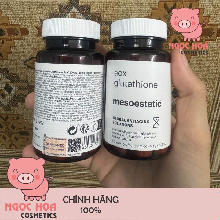 mesoestetic aox glutathione Viên uống ngậm hỗ trợ làm sáng da glutathion 60v Sản Phẩm Làm Sáng Da Hiệu Quả - Lazada skincare ingredients