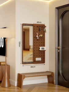BEIQIVI | Full Length Wall Mounted Dressing Mirror with Hanger and Pegboard