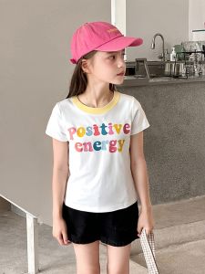 New Summer Brand Childrens Clothing Pure Cotton Short Sleeve T-shirt Cartoon Letter Print Baby Clothes Girls Sportswear