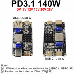 PD3.1 140W 28V FULL Protocol Fast Charger 140W 5A high-power DC Buck TYPE-C USB Quick Charging Car Desktop Adapter 5V 12V 20V