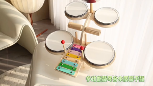 Wooden Xylophone Drum Set For ToddlersMontessori Baby Musical Instruments Toys Drum Set Percussion Instruments Musical Toys