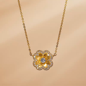 Chow Sang Sang 周生生 999 Gold Gold Rhyme Four-leaf Clover Diamond Necklace for Women 47cm 96651N