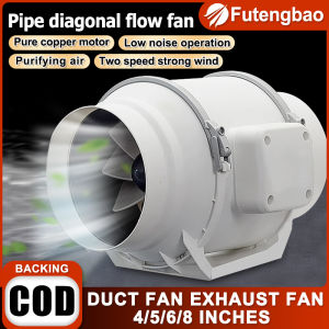 4/5/6/8 Inch White Circular Duct Fan 2600 Speed Strong Ventilation Fan Kitchen Range Hood Bathroom Exhaust Fan Silent Fan 220V Exhaust Duct Duct Exhaust Fan Ventilation Exhaust | Low Noise | Large Air Volume | Energy Saving | Easy Installation
