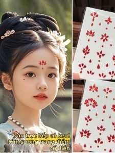 QIFUXING | Ancient Chinese Costume Makeup Stickers Red Rhinestone