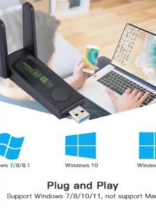 1300Mbps USB WiFi Adapter USB3.0 Dual Band 5G 2.4G WiFi Encryption Dog Dual 5dBi Antenna Desktop Laptop Wireless Network Adapter