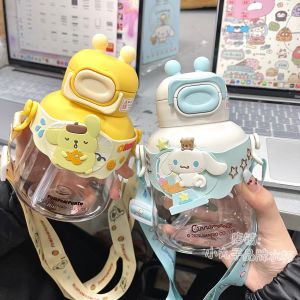 Sanrio Kuromi Cute Straw Water Bottle Girl New High Value Cinnamon Dog Children Students Lovely Super Adorable Cup Handle Cover