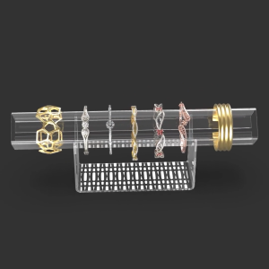 TEMPAT RAK PENYIMPANAN PAJANGAN AKSESORIS PERHIASAN GELANG AKRILIK BENING BRACELET BANGLE JEWELRY JEWELLERY RACK SHOWCASE DISPLAY ACCESSORIES HOLDER STAND STORAGE ORGANIZER KEKINIAN AESTHETIC ESTETIK ELEGANT MODERN PATTERN CLEAR ACRYLIC MOTIF DASHED 012