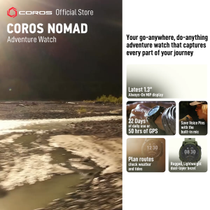 COROS NOMAD Adventure Watch | Journal & Save Voice Pins | 22 days 50hrs GPS | Sync to Strava