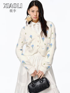 XIAOLI | Elegant Floral Embroidery Alpaca Wool Knitted Cardigan