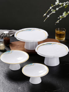 Commercial High Footed Plate Melaamine Chinese Style Restaurant Serving Fruit Cold Dish Intentional Dessert Snack Plate