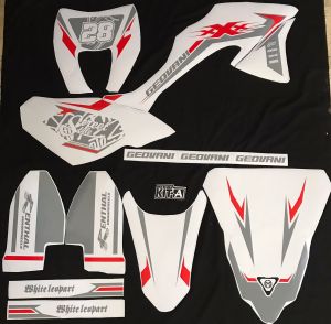 Decal putih Klx 150 new dtracker decal supermoto putih abu list merah keren