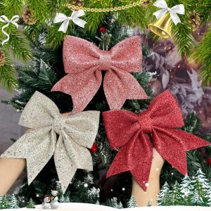 Large Christmas Glitter Bow Sparkling Sequin Bow Gift Packaging Christmas Tree Ornament New Year Party Home Decoration 18cm
