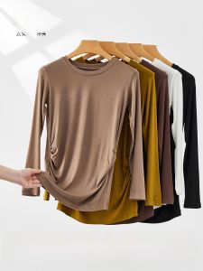 dr.domo | Maternity Knitwear Top Womens Spring Autumn Thickened Fleece Black Base Shirt Winter Half High Collar Knitted Inner Wear