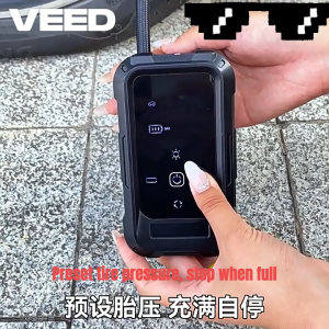 10000mAh 3 in 1 Wireless smart (AI Chip) 150PSI 12V Car tire inflator Heavy duty Portable LED Display USB Type-C Air pump Emergency light Tyre 10s Fast Inflation with Inflator valve part