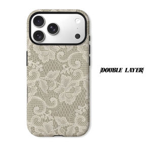 Floral Lace Phone Case for iPhone 18 17 16 15 14 13 12 11 Air Pro Max Plus Double-layer Cover
