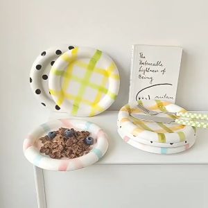 MALOHOME -  TUPINI 20CM Ceramic Plate Dessert Piring Plates Keramik Lucu Aesthetic Estetik Piring Keramik Korean Home Decor Kitchen Round Plate Malo Home