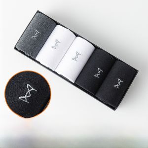 miiow | Black Mens Socks Mid-Calf Thin Anti-Odor Antibacterial Sweat Absorbent Versatile Business Socks Comfortable Breathable Cotton