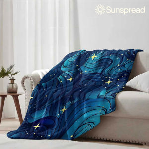Beast Kingdom | blue cosmic swirl stars Soft Warm Flannel Blanket Lightweight Cozy Christmas Halloween Home Decor Room