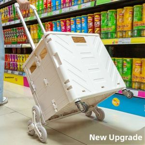 Portable Folding Shopping Cart Vegetable Buying Small Trolley Pull Rod Style Trailer Cover Carriage Sleeve Simple Style