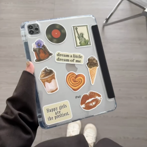 ⭐24 ชั่วโมงส่ง⭐กาแฟ สติ๊กเกอร์ เคส for iPad 2025 11 air7 gen11 10 9 2024 pro 11 เคสไอแพด air5 10.9 Case พร้อมถาดใส่ปากกา