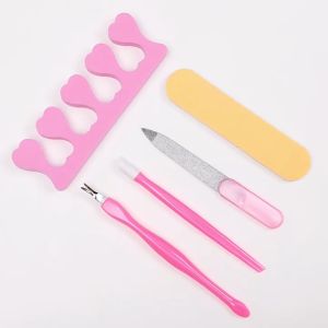 Ready Stock 5pcs Nail Tools Manicure Sets /Pedicure Kit Nail Clipper Nail File Dead Skin Scrapper Sponge File 5件美甲工具护理套装