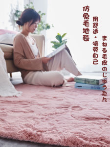 Thickened Rabbit Fur Carpet for Living Room Bedroom Full Coverage Underbed Rug Korean Style Home Decor Long Rectangle Shape