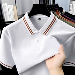 High end new minimalist solid color Polo shirt 100% cotton men lapel T-shirt fashionable comfortable summer casual short sleeve
