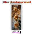 Stiker pintu kamar mandi motif daun emas. 