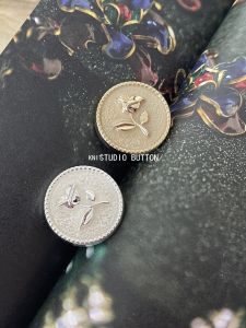 Elegant Classic Style Rose Metal Button Suit Coat & Decorative Buckle Coat