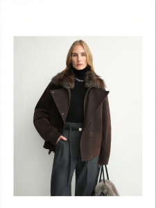 Fox Fur Collar Fleece Denim 90% Down Double-layered Lapel Motorcycle Jacket