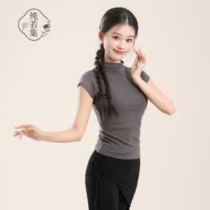 Pure If Classical Dance Uniform Short Sleeve Half High Collar Modern Dance Sportswear Fitness Gymnastics Uniform Womens Clothing