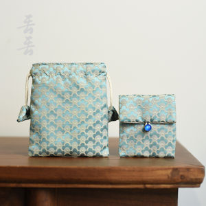 High-End Fleece-lined Drawstring Bundle Wenwan Storage Cloth Bag Double Layer Jewelly Bracelet Button Packaging Jewelry Bag