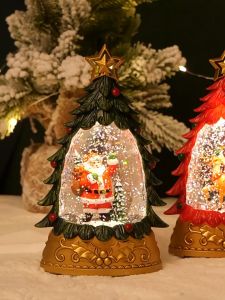 Small Christmas Three Toy Design with Santa Clause and Waterlight Snow Xmass Decoration Seasonal Accessories