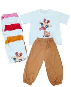 Setelan Anak Perempuan Setelan Pendek Anak Perempuan Setelan Harian Anak Setelan Kaos Giraffe