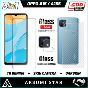 Promo Paket 3in1Tempered Glass Ceramic Matte Anti Spy  OPPO A15 / A15 S Anti Gores Pelindung Layar Ceramic Matte Anti Spy  Bonus Garskin Carbon + Skin Camera