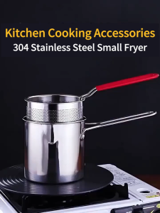 【Buy 1 take 1】Mini Deep Fryer Pot With Strainer Kitchen Cooking Pot Oil-saving 304 Stainless Steel