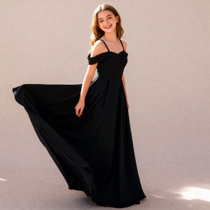 Summer Teenage Slim Shoulder Strap Strapless Waist Cinching Slimming Elegant Long Dress Banquet Birthday Party Dress