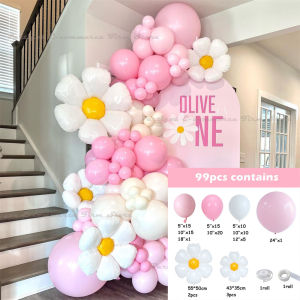 Daisy Balloon Garland Arch Kit Macaron Candy Colored Balloons Girls Princess Birthday Party Wedding Decor Baby Shower Supplies